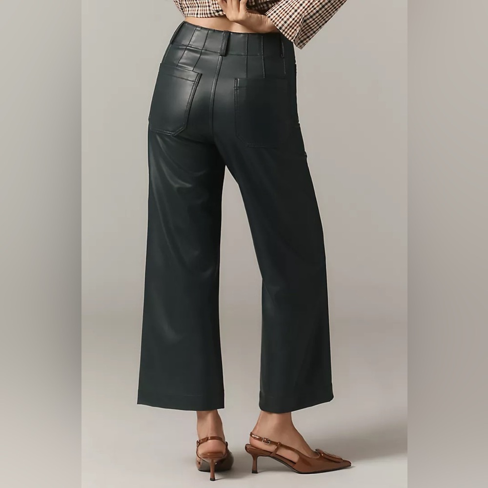 Anthro Maeve Colette Wide Leg Vegan Leather Pants - Picture 2 of 16